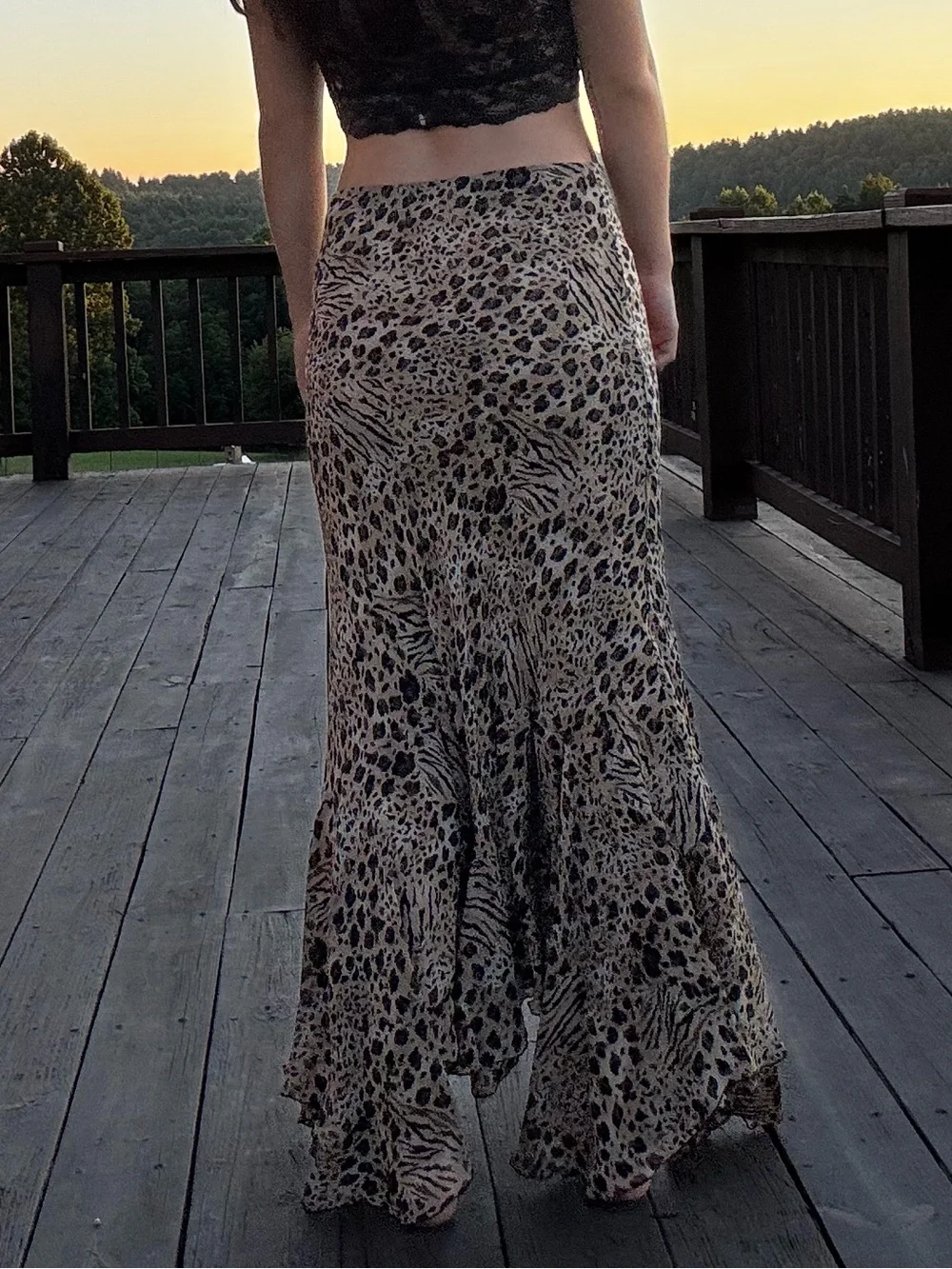 Leopard Print Maxi Skirt - Neutral Beige Animal Print